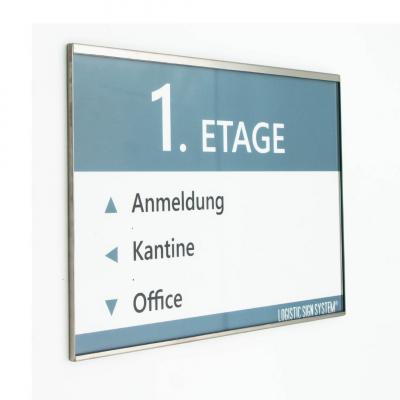 Tuerschild Vitrum G aus Glas und Edelstahl DIN A4